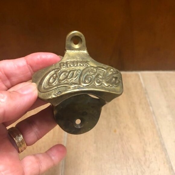 Vintage Brass Coca Cola Mounted Bottle Opener - Picture 1 of 2